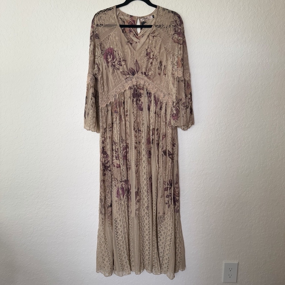 Origami By Vivien Lace Maxi Dress Large Romantic Floral Cottagecore Boho Wedding